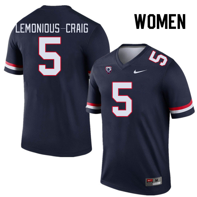 Women #5 Montana Lemonious-Craig Arizona Wildcats College Football Jerseys Stitched Sale-Navy - Click Image to Close